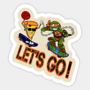 Pizza and turtle sliding Sticker